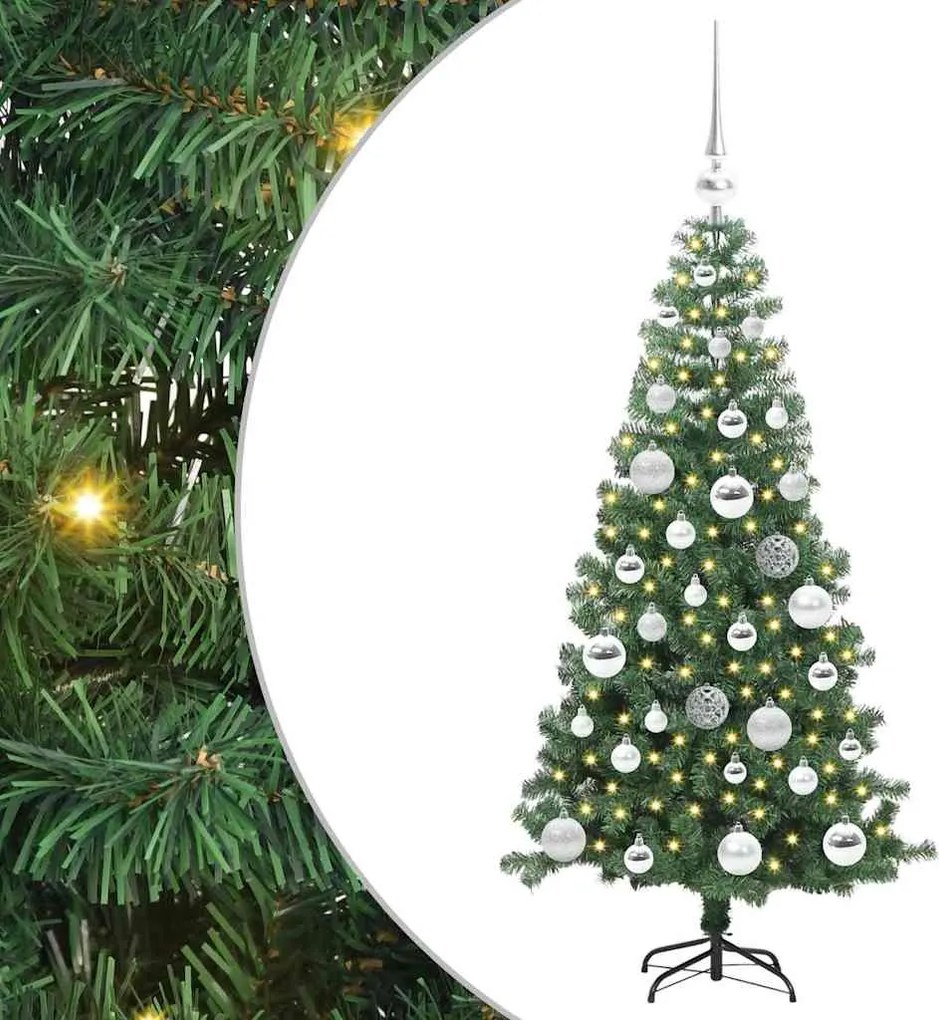 vidaXL Karácsonyfa 150 LED-del állvánnyal Zöld 120 cm PVC