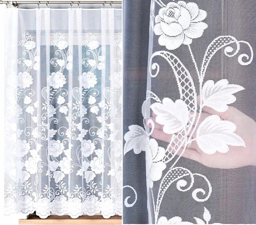 Jacquard mintás függöny 023006, 400x160cm egyenes, virágmintás (szegélyekkel)