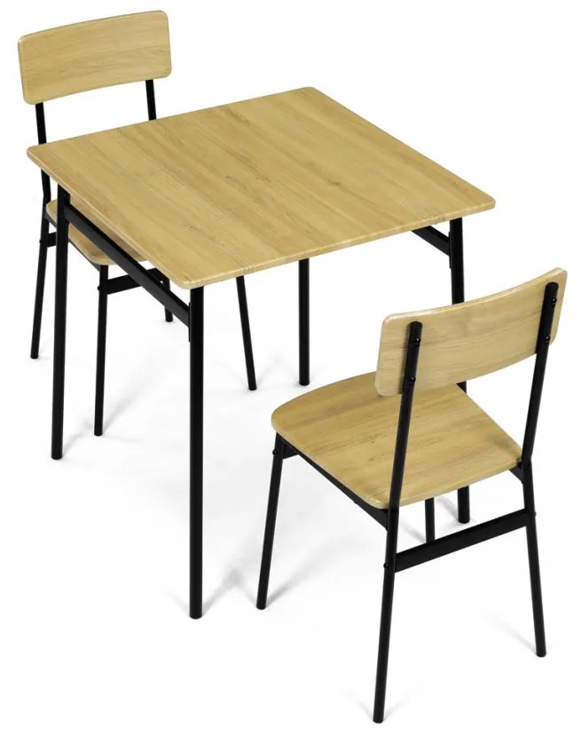 Set de sufragerie (1+2), MDF, decor stejar, cadru metalic negru