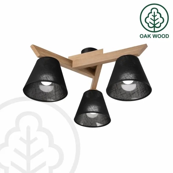 Brilagi - LED Felületre szerelhető csillár ANTHONY 3xE14/40W/230V tölgy/fekete