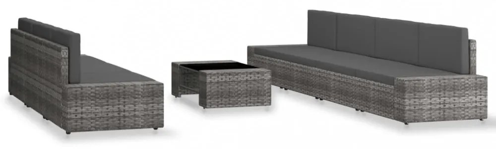 8 részes szürke polyrattan kerti ülőgarnitúra