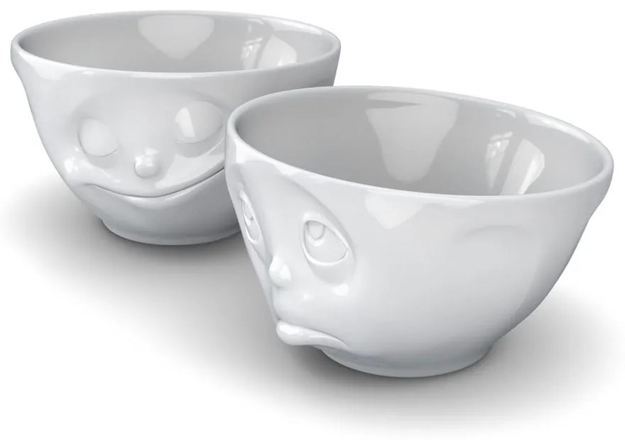 2 db fehér 'boldog' porcelán tálka, 200 ml - 58products