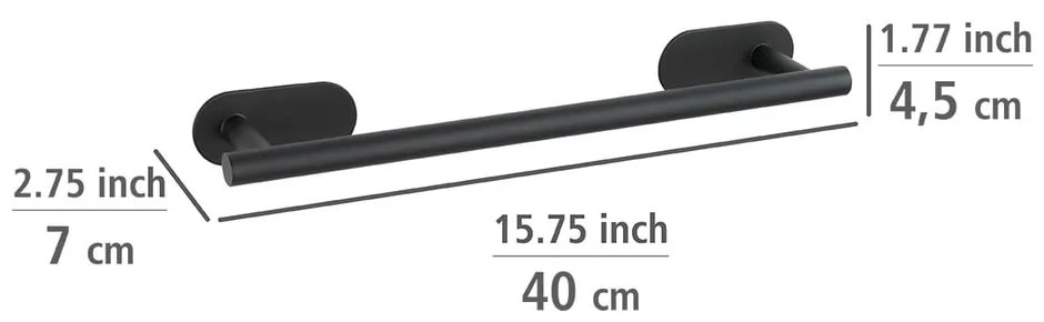 Wenko Orea Turbo-Loc® fekete matt rozsdamentes acél törölközőtartó - Wenko