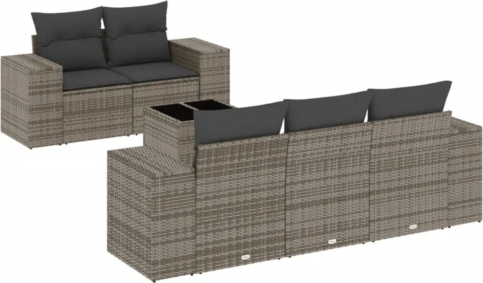 vidaXL 6 részes szürke polyrattan kerti ülőgarnitúra párnákkal