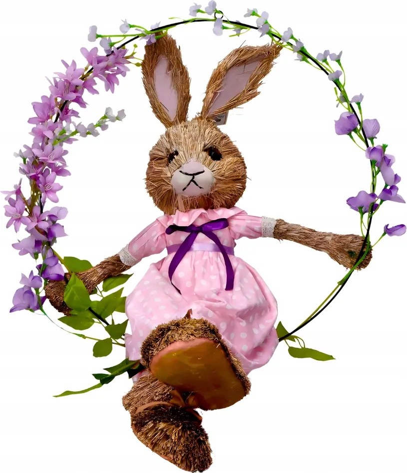 Tavaszi dekoráció nyuszi nád virágos keret 68cm