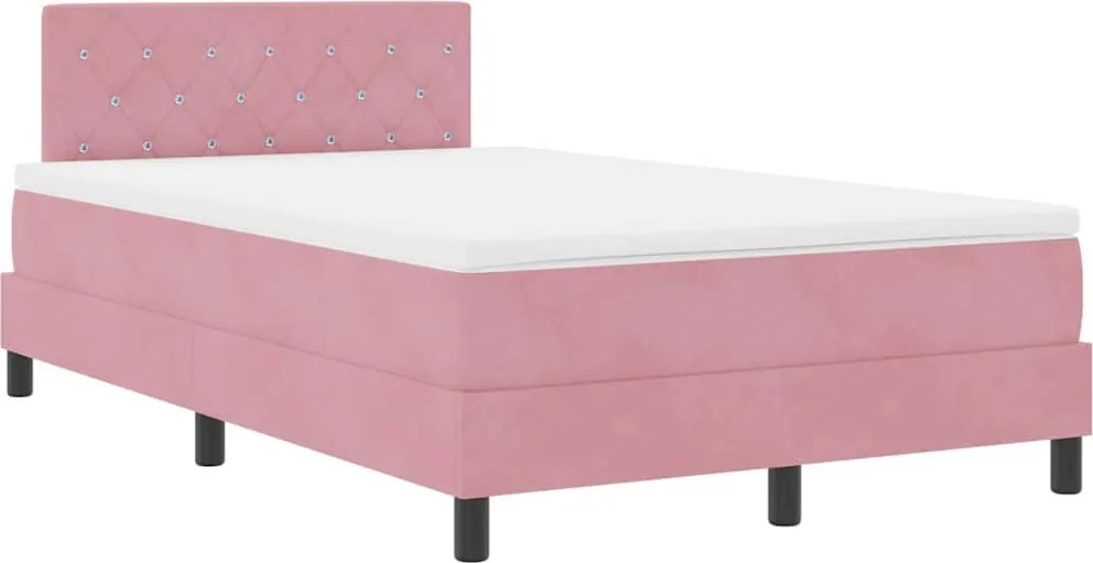 vidaXL LED Box Spring Ágy matracmal Rózsaszín 120 x 190 cm Bársony