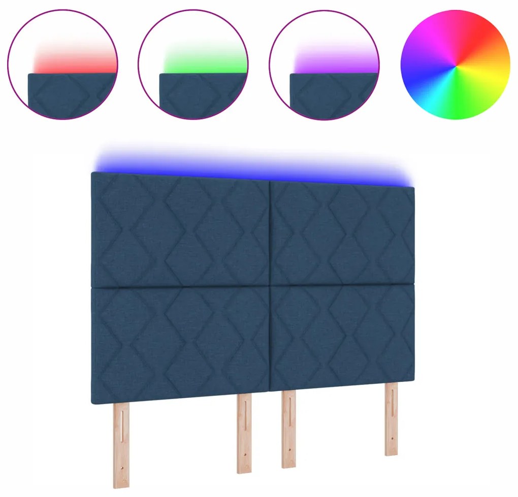 LED Fejtámla Gyémánt Blokk Design Kék 144 cm Szövet
