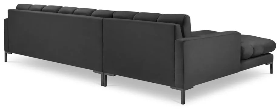 Bali sötétszürke bársony sarokkanapé, bal oldali - Cosmopolitan Design