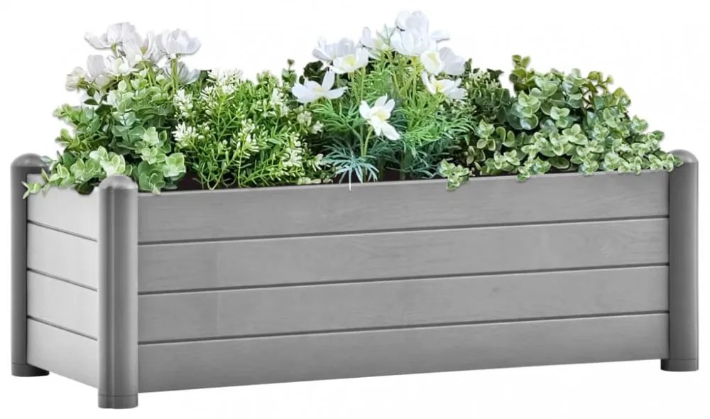 kőszürke kerti PP magaságyás 100 x 43 x 35 cm
