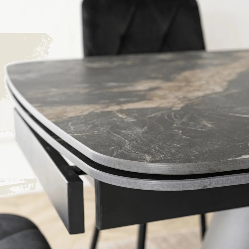 Stół VERONA Ceramiczny Rozkładany 160-240 cm Czarny márvány/Czarny
