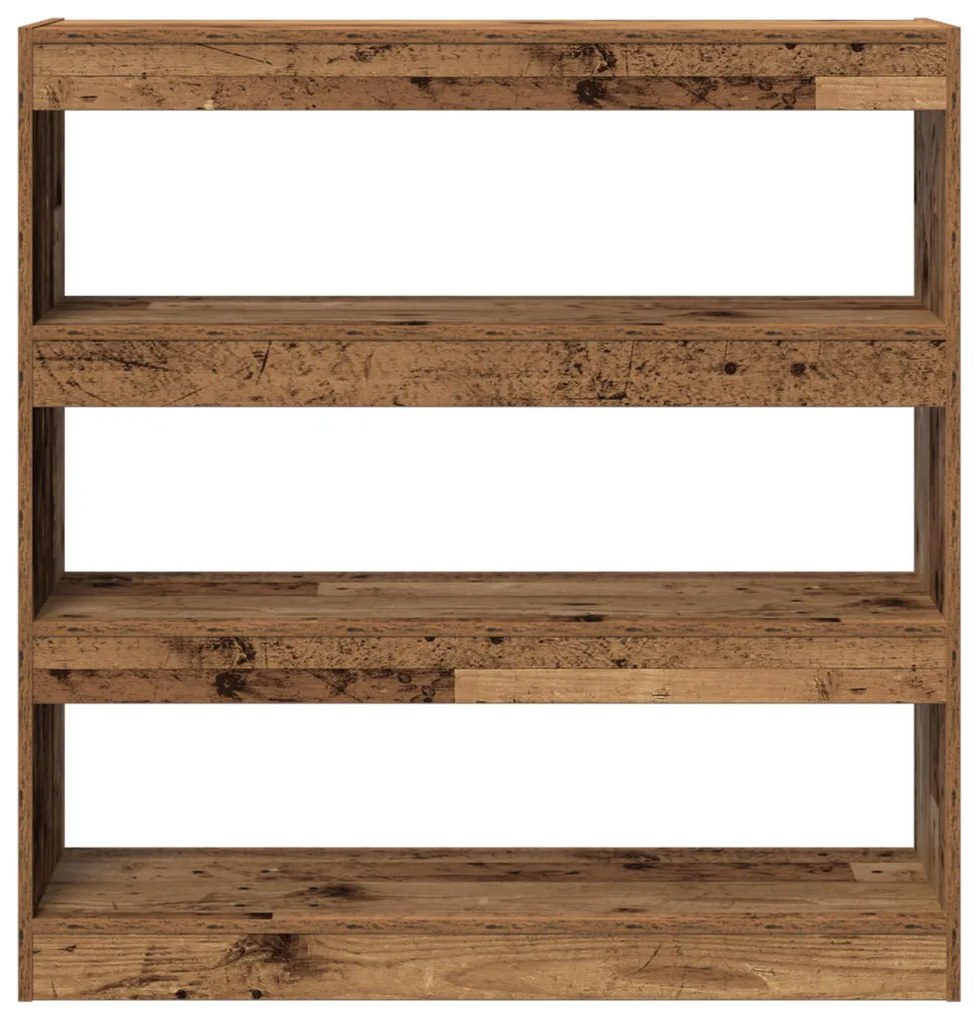 Könyves Szekrény/Szobaelválasztó - Rusztikus Fa - 100x30x103cm - Szerelt Fa