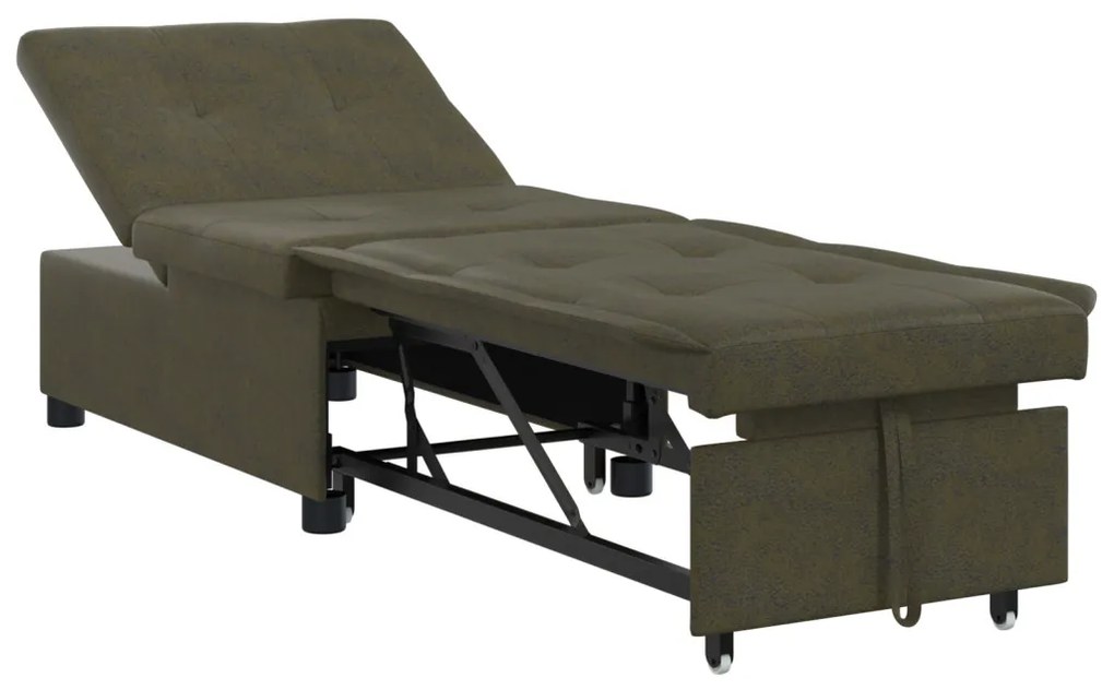 Sofa Bed 3-az-1 Kihúzható dizájn Sötétszürke Műsuede bőr