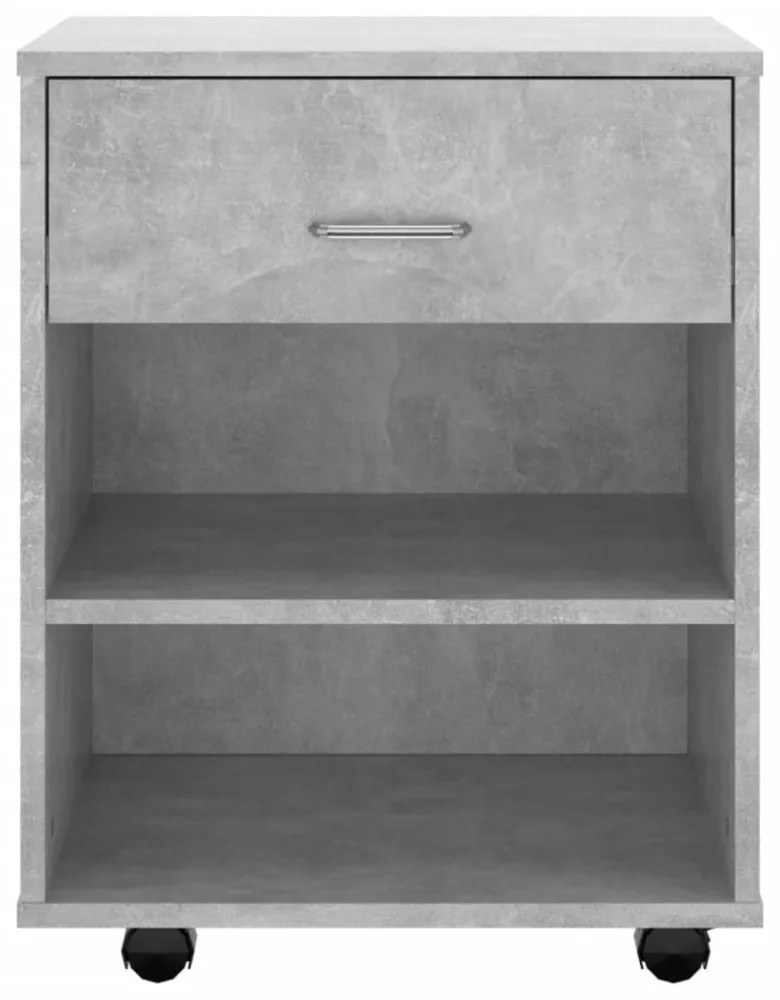 betonszürke szerelt fa kerekes szekrény 46x36x59 cm