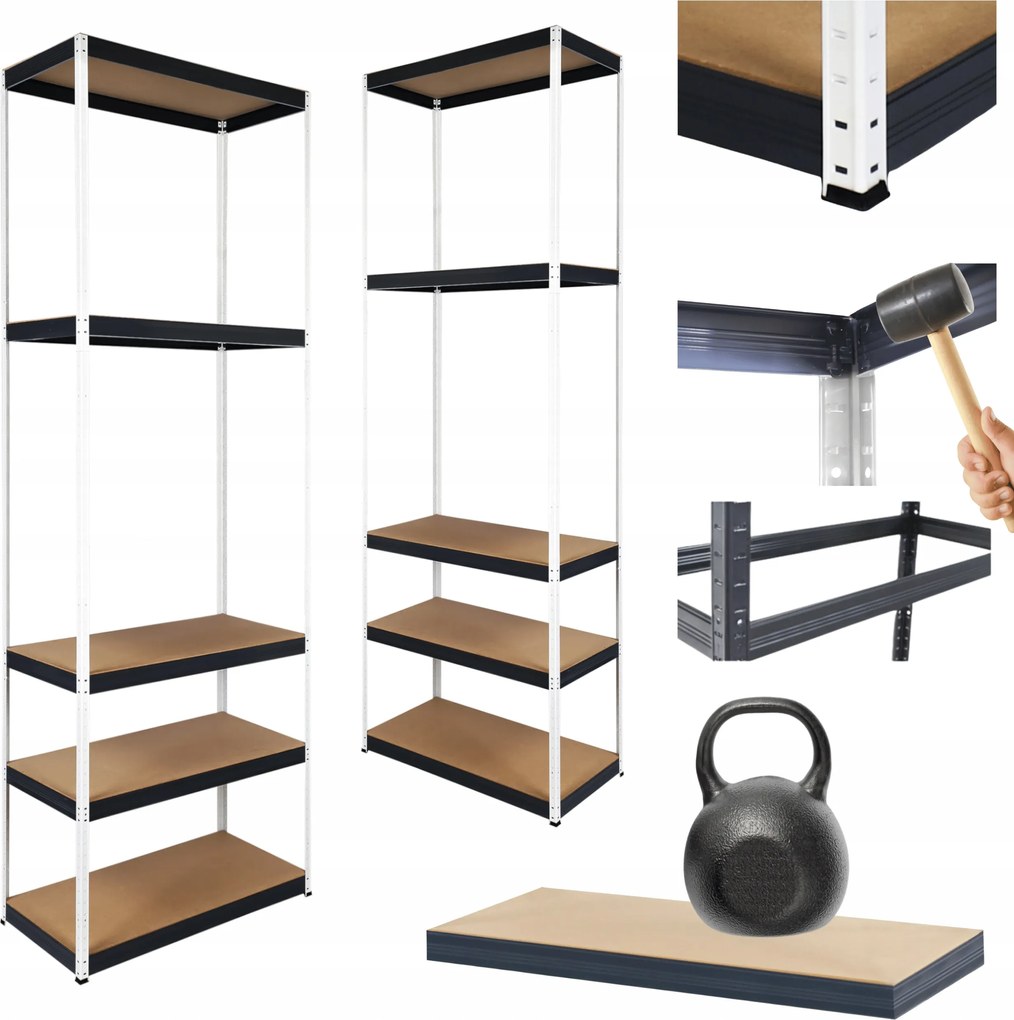 Tárolószekrény fém állvány Helios 180x35x35cm 5Px175kg Tartós