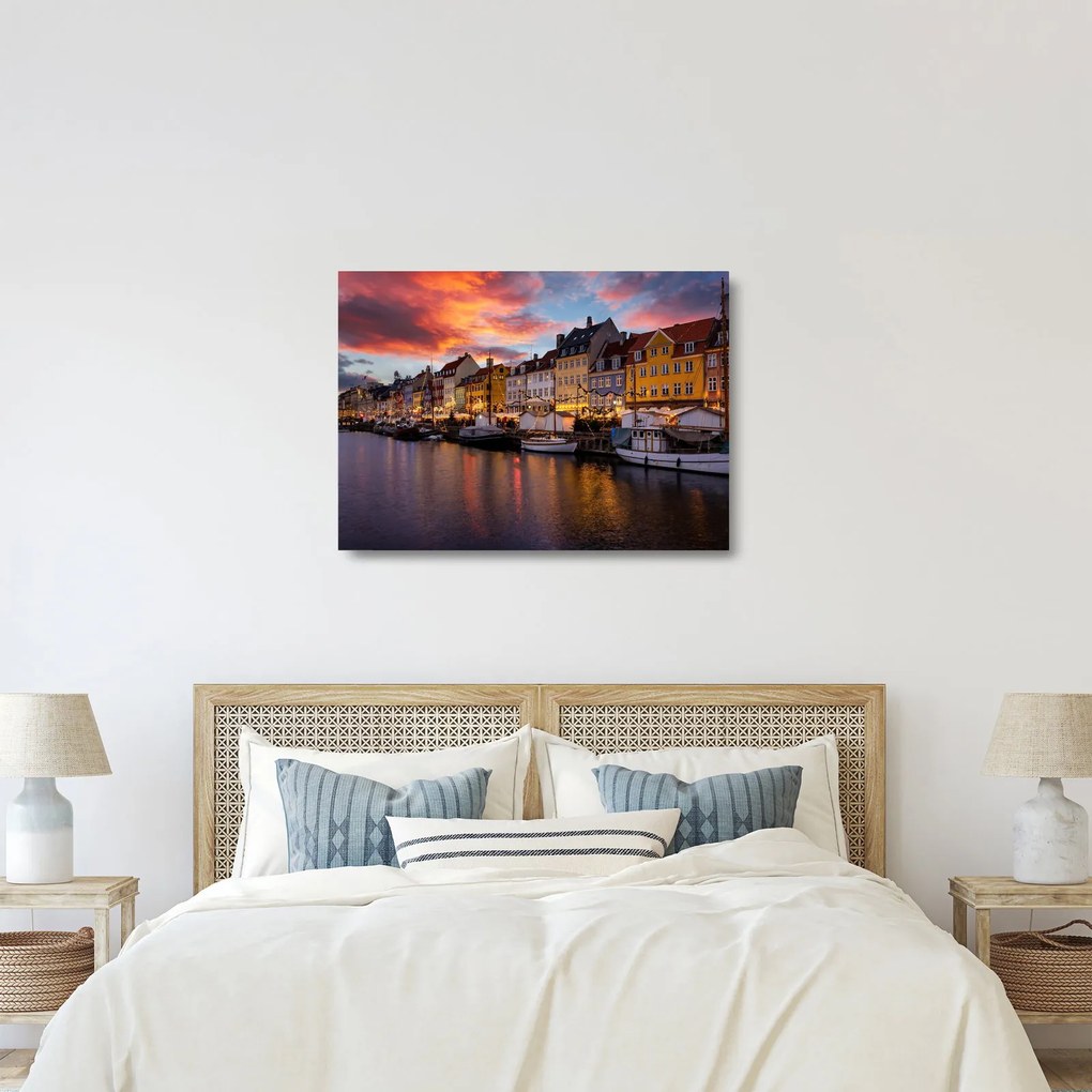 Üveg kép - Nyhavn, Koppenhága (70x50 cm)