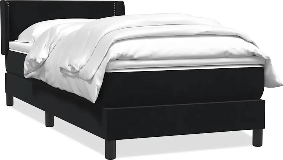 vidaXL fekete bársony rugós ágy matraccal 80x220 cm