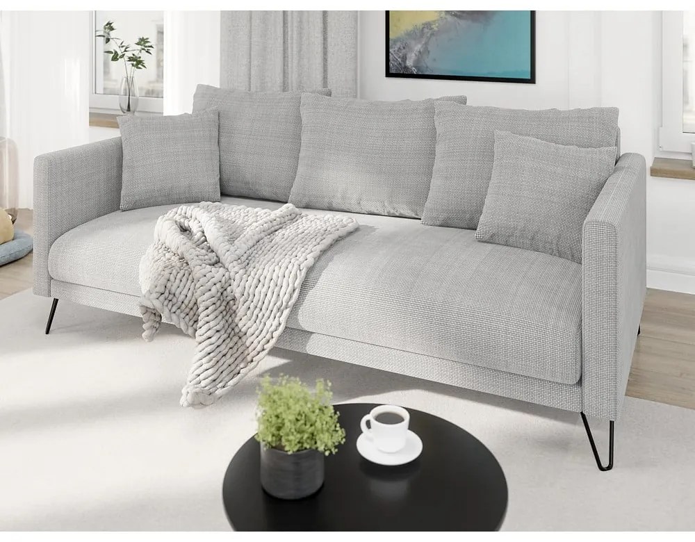 Világosszürke zsenília kanapé 200 cm Freya – Ropez