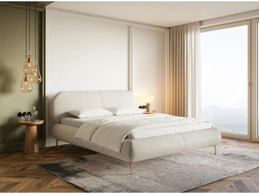 Franciaágy 180 cm Octave 180B (ágyráccsal) (világos bézs + arany). Akció -15%. 1099973
