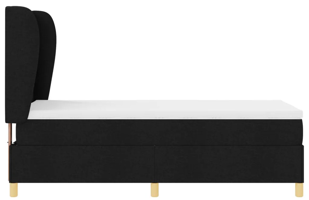 Boxspring Ágy Matrac Készlettel Fekete 90x200 cm Szövet