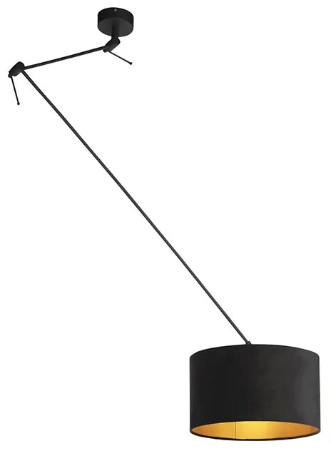 Függőlámpa fekete bársony árnyékolóval fekete arannyal 35 cm - Blitz