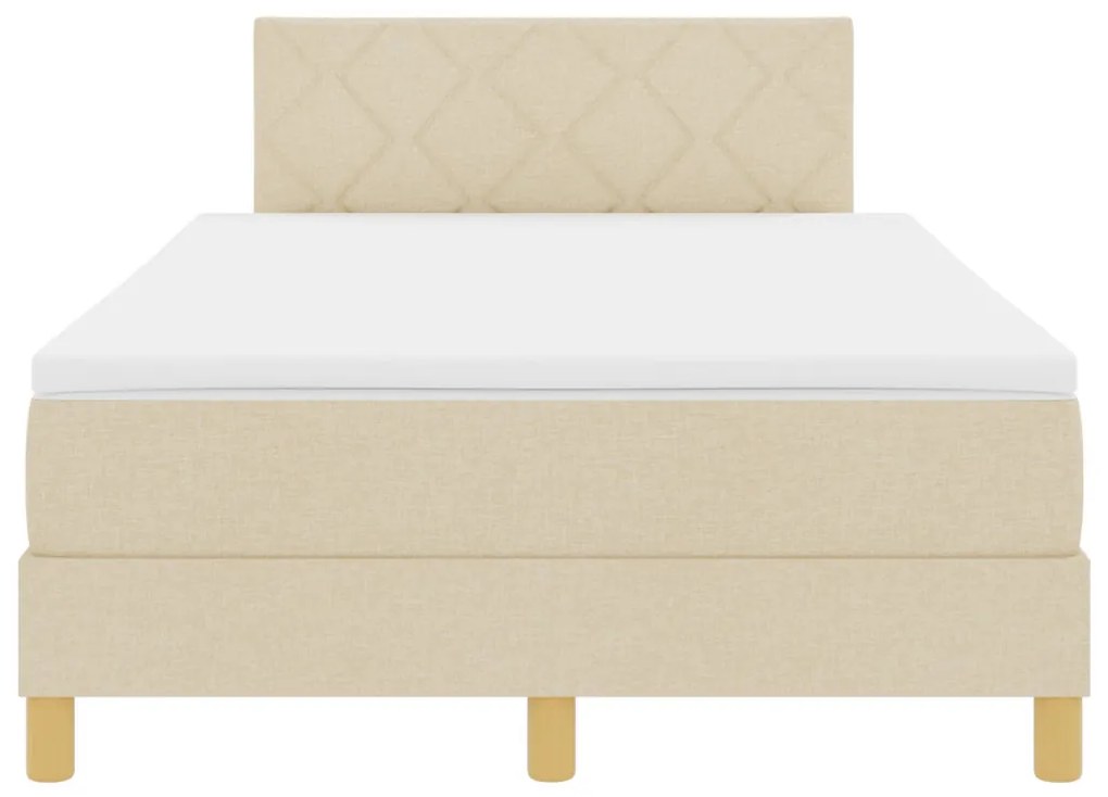 Krém Box Spring Ágy Matrac & LED Világítással 120x200 cm Szövet