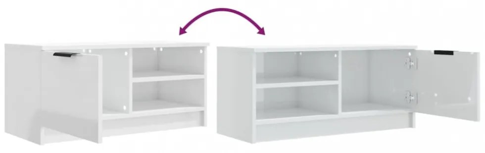 2 db magasfényű fehér szerelt fa TV-szekrény 80x35x36,5 cm