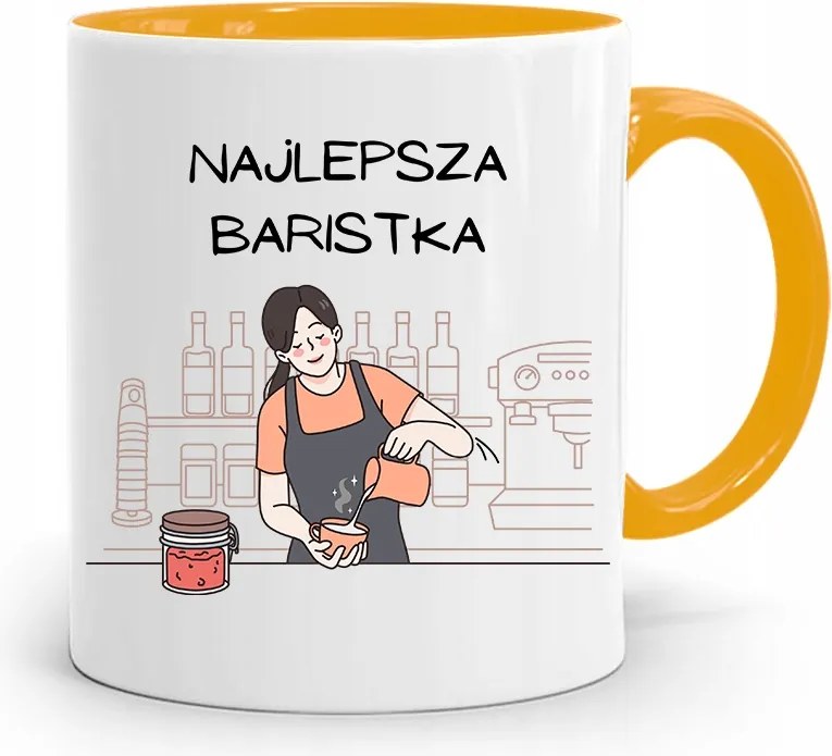 Barista Kávézó Bögre Sárga Ajándék fényképes nyomtatással