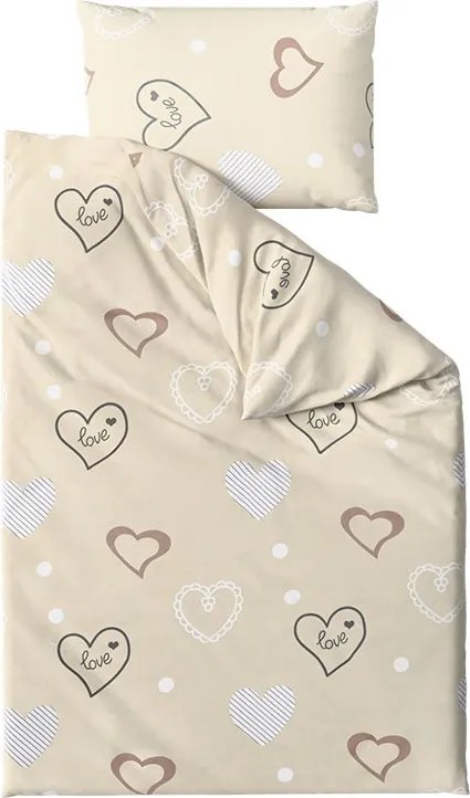 Pamut ágynemű DEAMON POLY bézs Ágyneműhuzat mérete: 2 db 70 x 90 cm | 200 x 220 cm