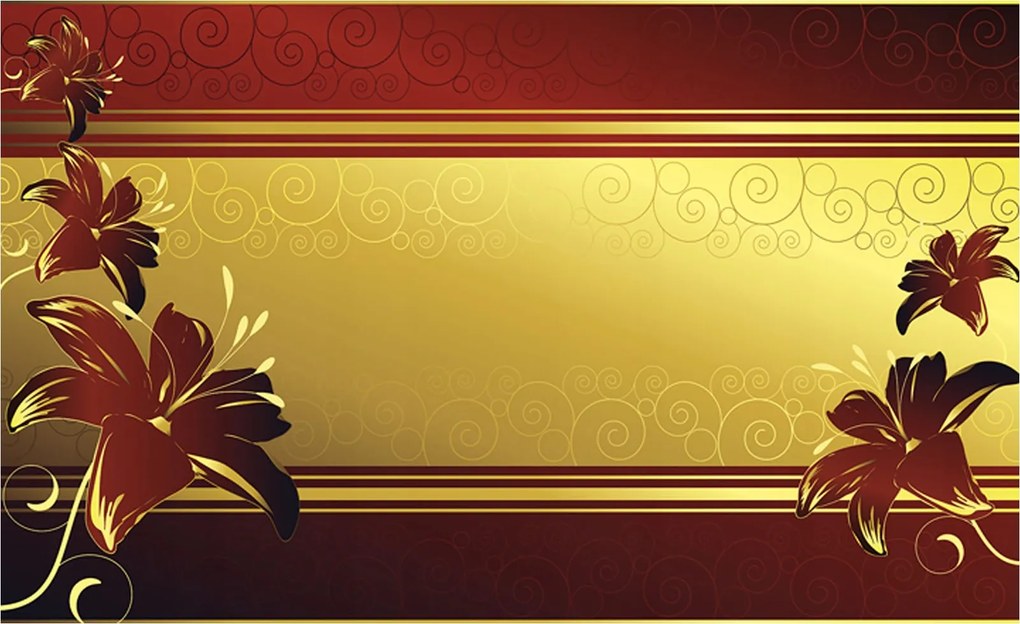 Flizelin fotótapéta Liliom arany bordó klasszikus luxus 416x254 +ragasztó