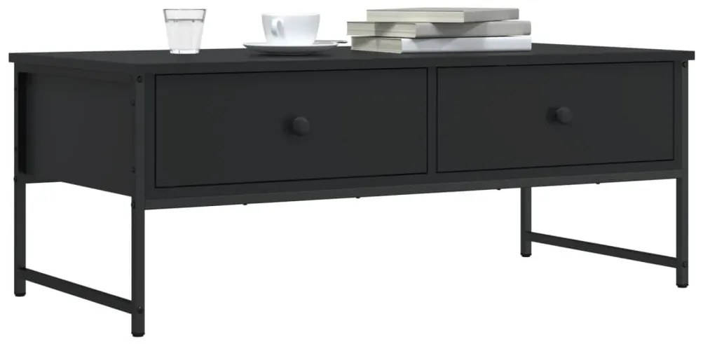 Fekete szerelt fa dohányzóasztal 101x49x39,5 cm