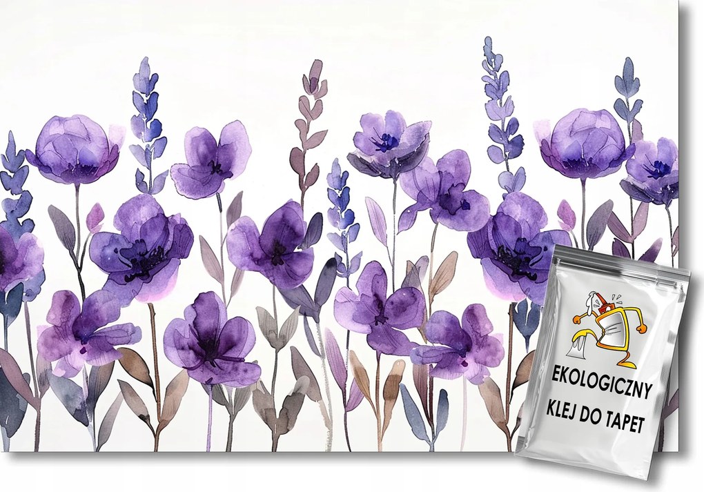 Fotótapéta Flizelina Akvarell Rét Lila Levendula Virágok 100x75 ragasztó