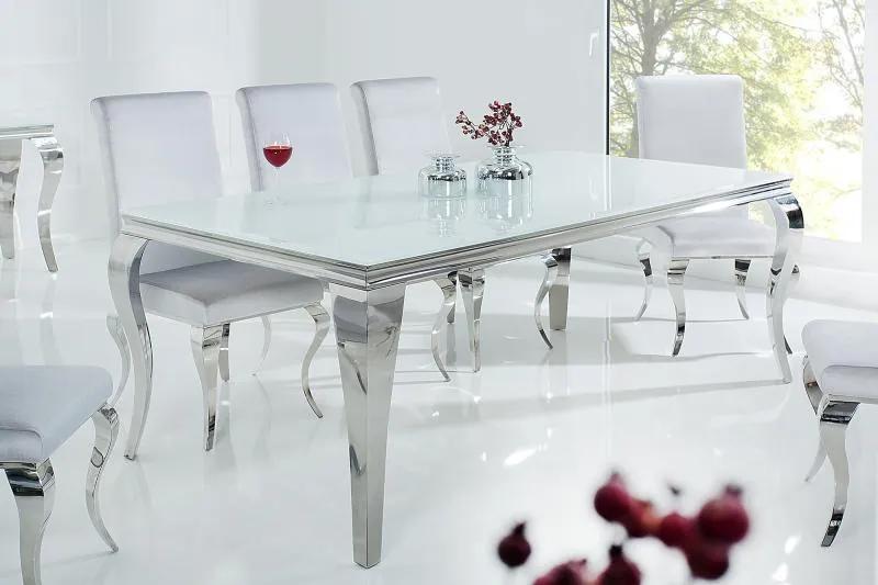 Modern Barock étkezőasztal 200cm/ fehér- ezüst