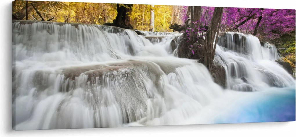 Egy kép Erawan vízeséséről az erdőben (120x50 cm)