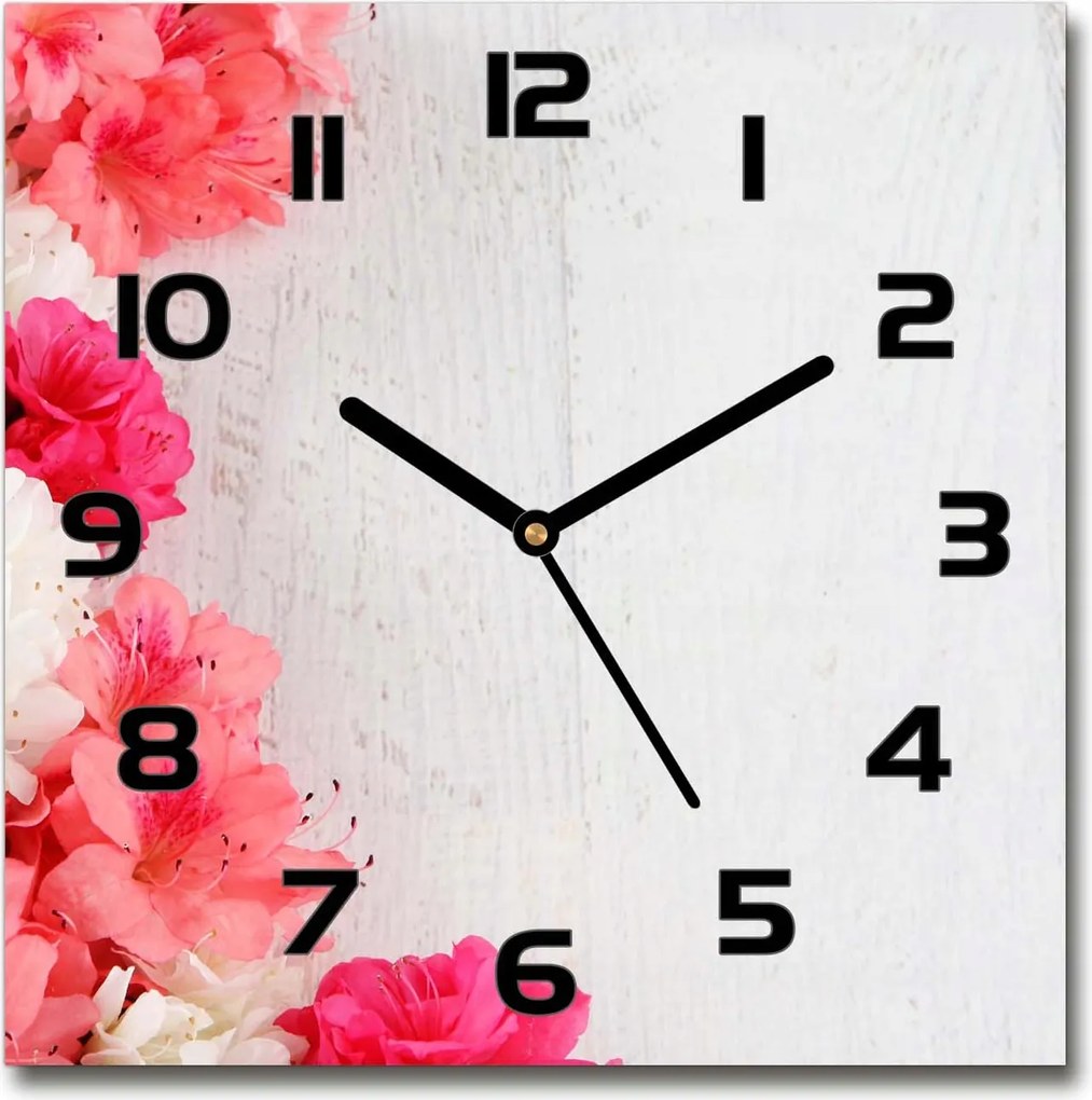 Üveg falióra szögletes Virágok 30x30 cm