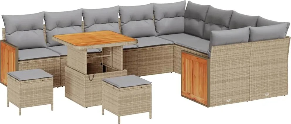 vidaXL Kerti Kanapé Szett párnával 12 pcs Beige és Világosszürke