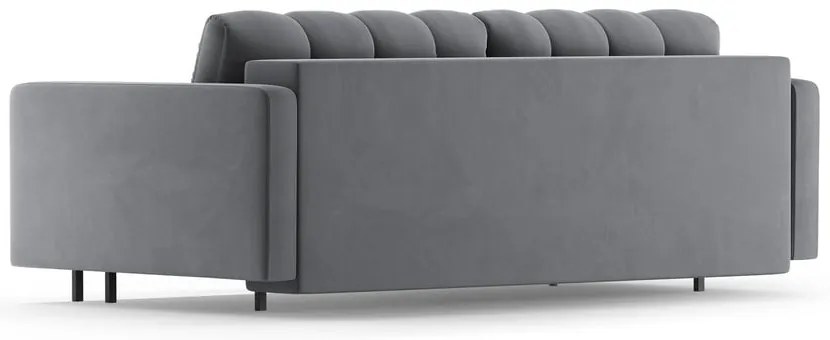 Világosszürke bársony kinyitható tárolóhelyes kanapé 222 cm Bali – Cosmopolitan Design