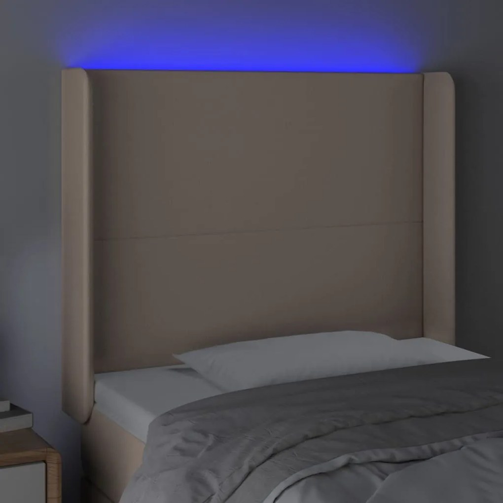 cappuccino műbőr LED-es fejtámla 103x16x118/128 cm