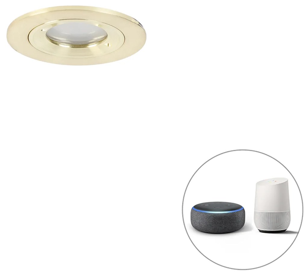 Okos beépített spotlámpa arany kerek IP44 WiFi-vel GU10 - Xena