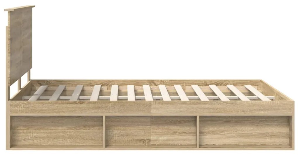 vidaXL Ágykeret fejtámlával Sonoma 160 x 200 cm Tömör fenyőfa