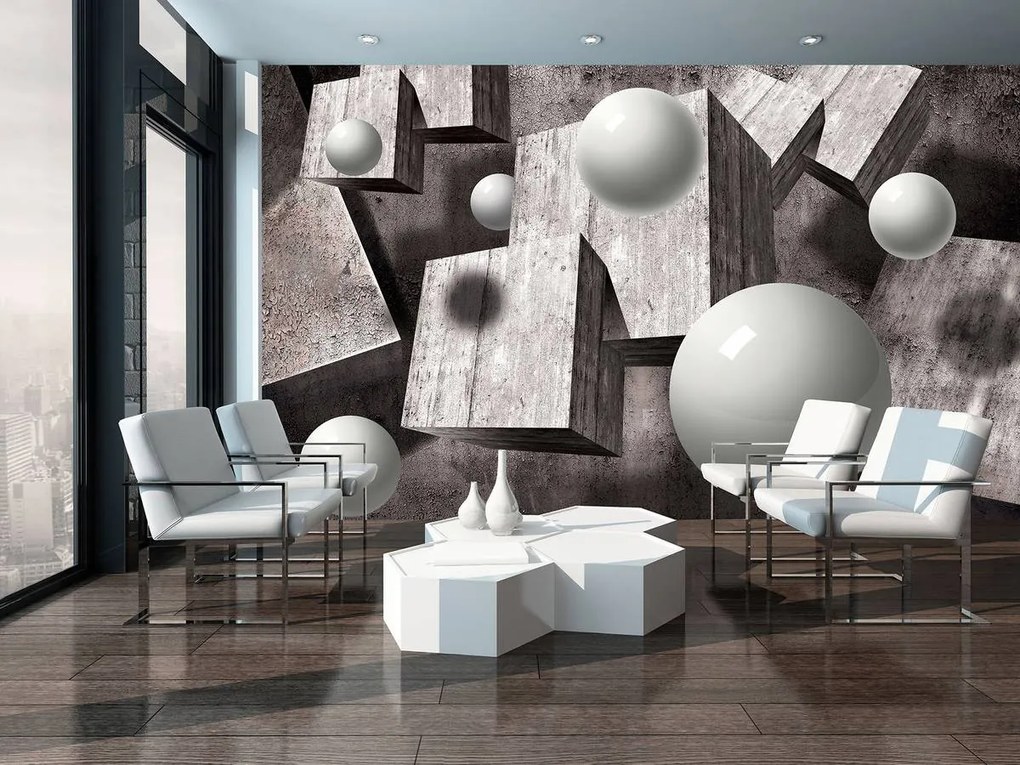 Fotótapéta - 3D szürke geometriai képek (152,5x104 cm)