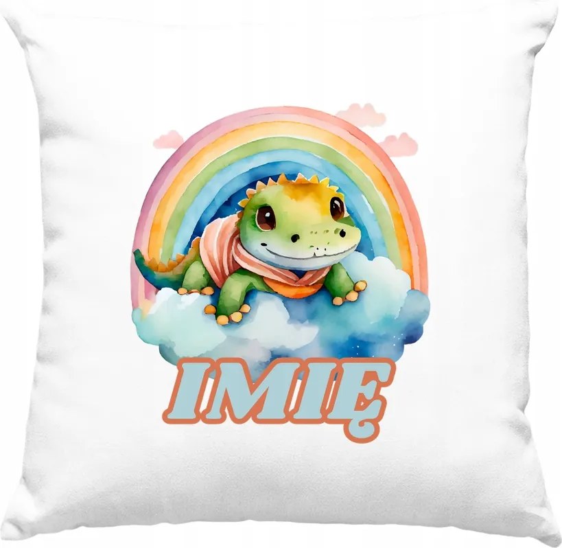 Gyerek párna Szivárvány Krorodil +Név Fehér