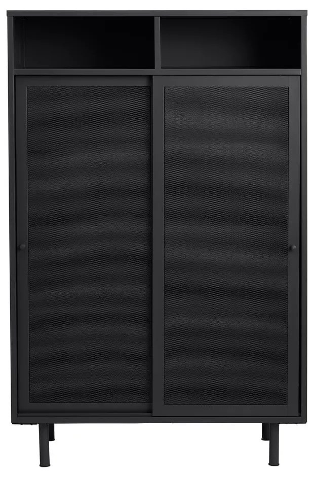 Fekete fém szekrény tolóajtóval 90x140x40 cm Veep – Unique Furniture