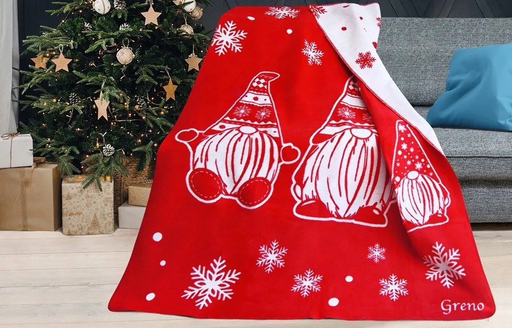 Pamut akril takaró 150X200 Családi Manó fehér Glamour Greno