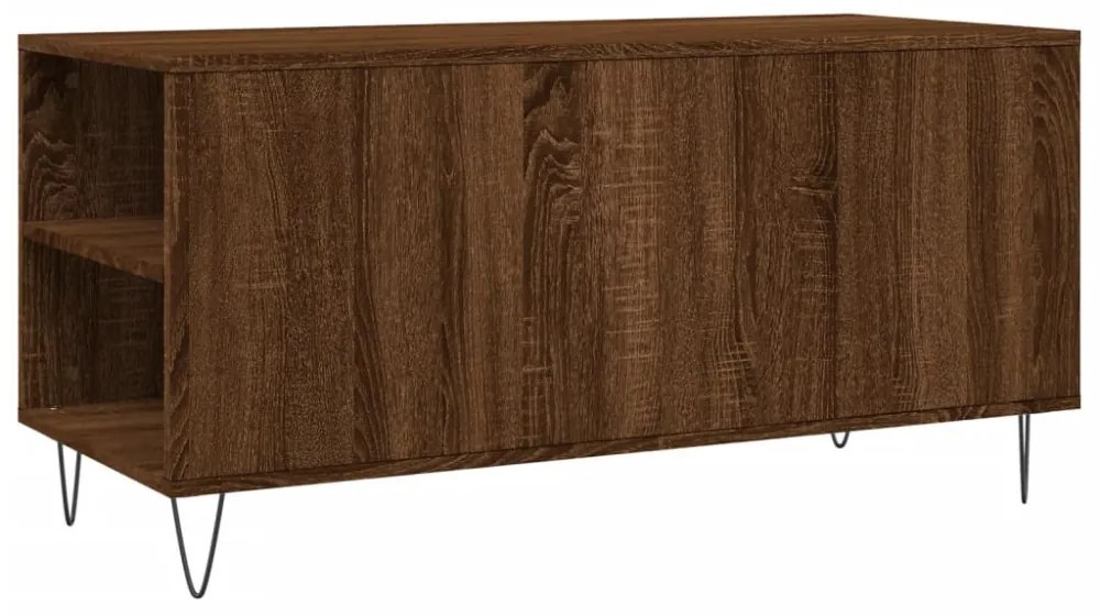 barna tölgyszínű szerelt fa dohányzóasztal 102 x 44,5 x 50 cm