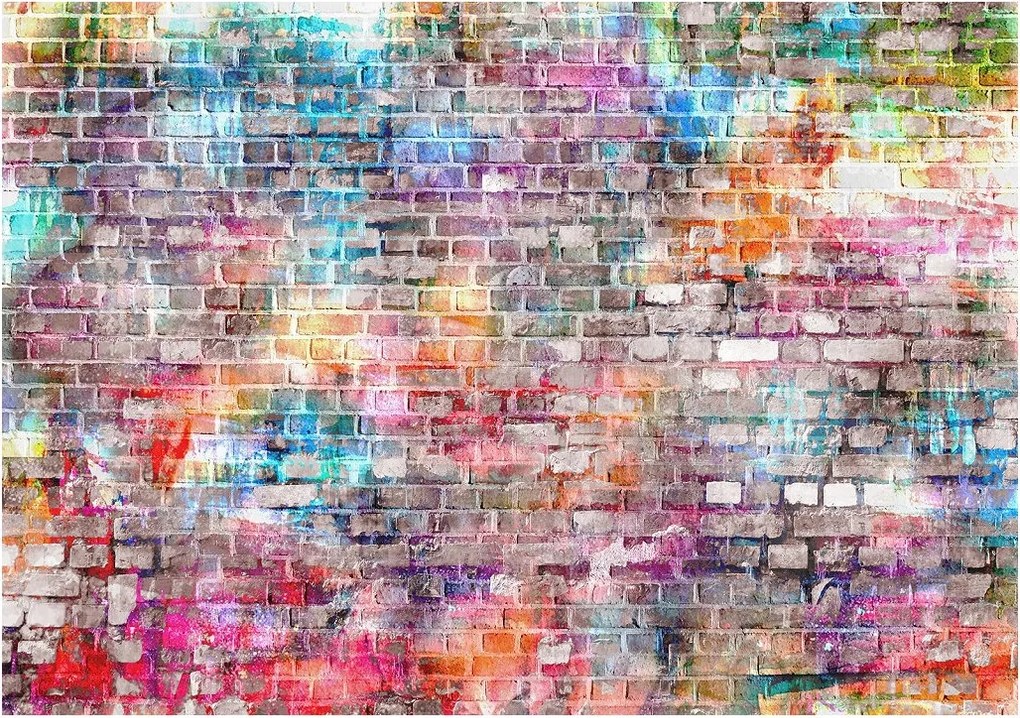 Flizelin fotótapéta Tégla Graffiti Absztrakt Szín 368x254 +ragasztó