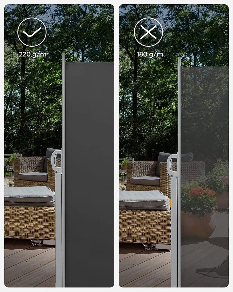 Oldalsó napellenző erkélyre és teraszra 300 x 160, cm, füstszürke