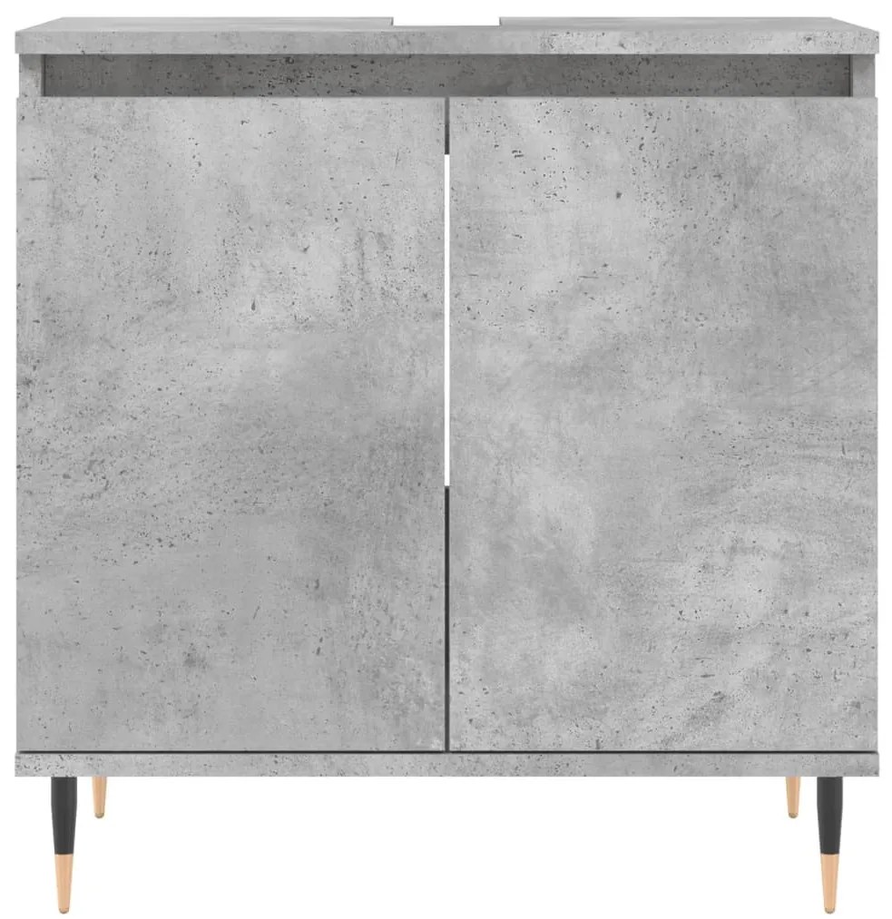 Betonszürke szerelt fa fürdőszobaszekrény 58x33x60 cm