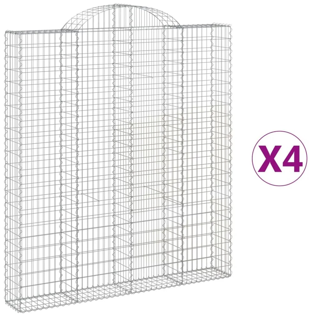 vidaXL 4 db íves horganyzott vas gabion kosár 200x30x220/240 cm