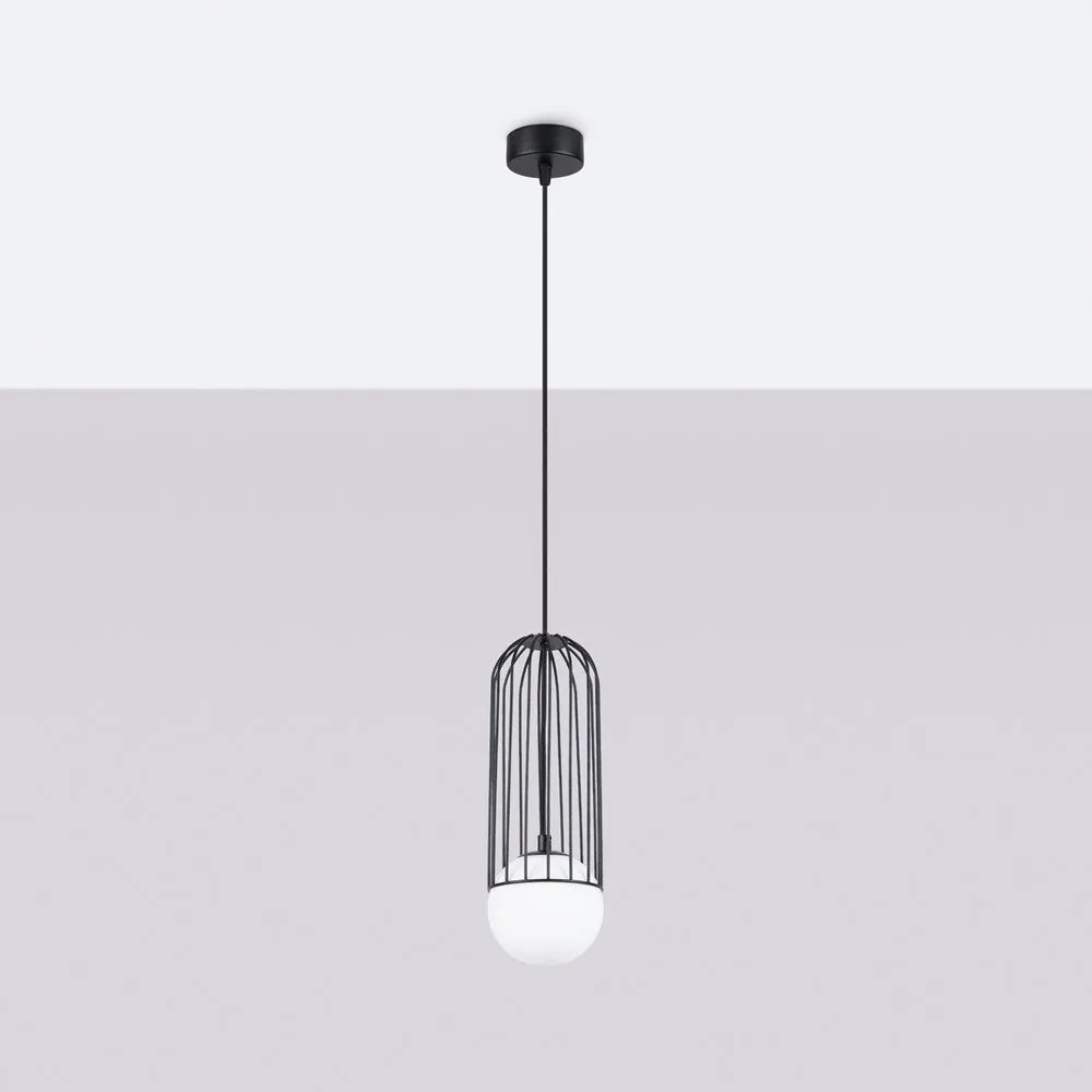 Fehér-fekete függőlámpa üveg búrával Belinda – Sollux