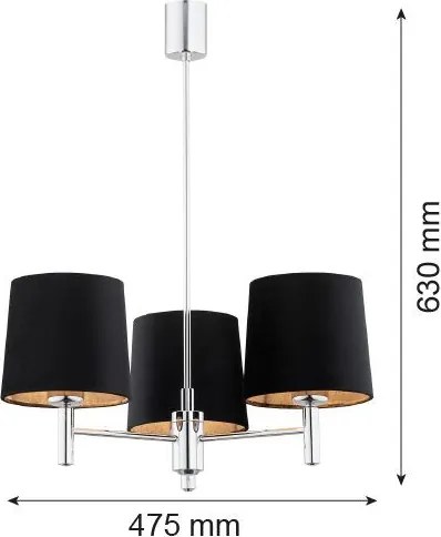 ARGON 6108 BOLZANO Modern Csillár Króm, Fekete E27 IP20